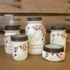 Cottage Chic Ivory and Rose Vintage Mason Jar Bathroom Set or Office Desk Organizer/ Farmhouse Decor