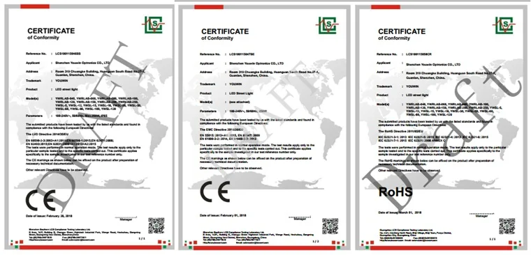 Meanwell Driver 5 Years Warranty 60W 90W 120W 150W 200W 250W Shoebox LED Street Light List