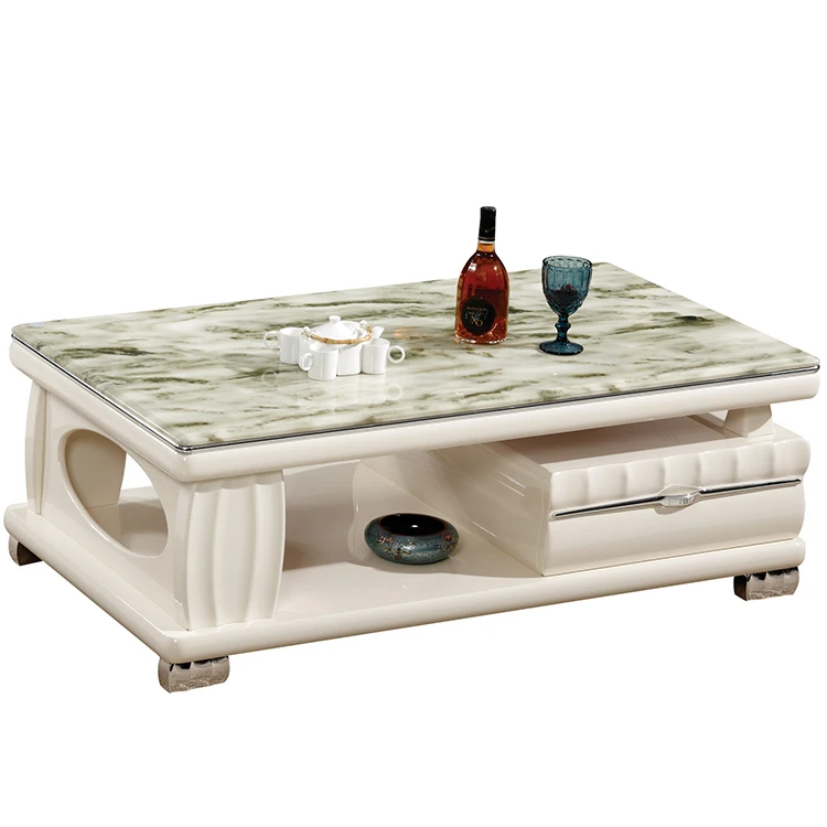 Cheap And Nice Design Tea Table Wood Marble Top Living Room