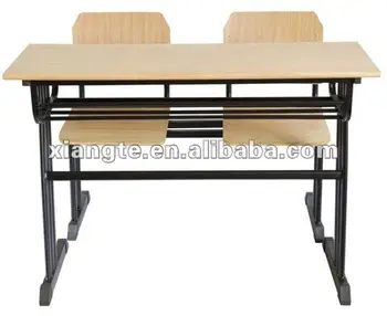 Comfortable Detchable Dual Double School Desk With Book Storage