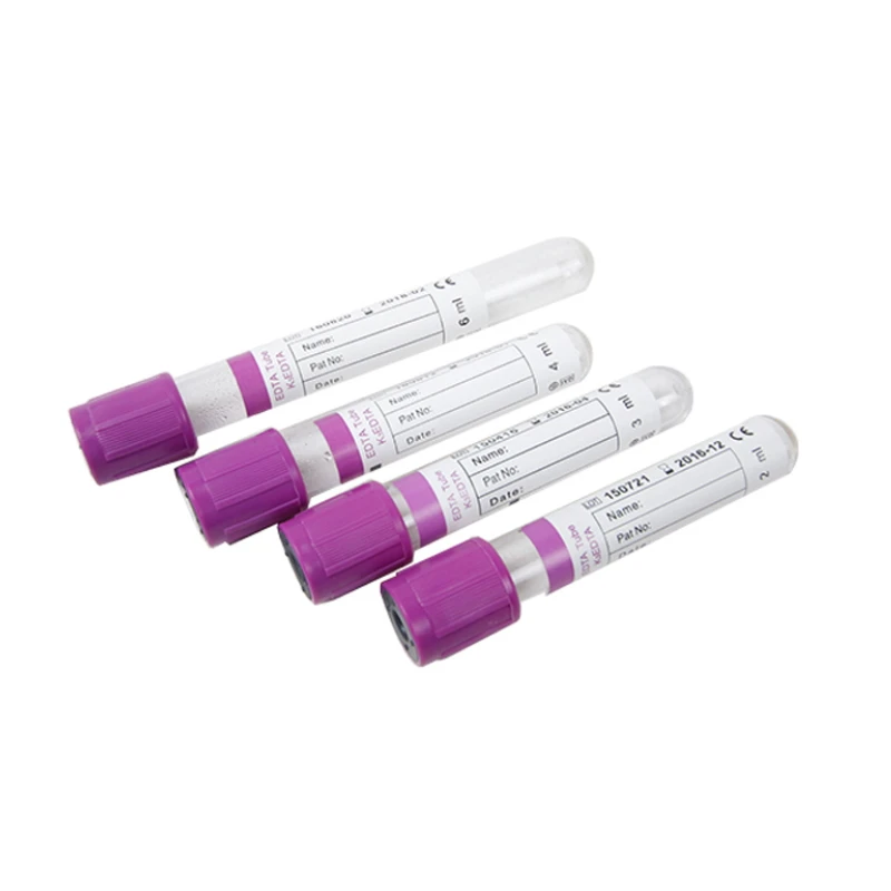 2ml 3ml 4ml 5ml anticoagulant purple cap EDTA K3 K2 lab pet glass materials sterile test vacuum blood collection tubes with gel