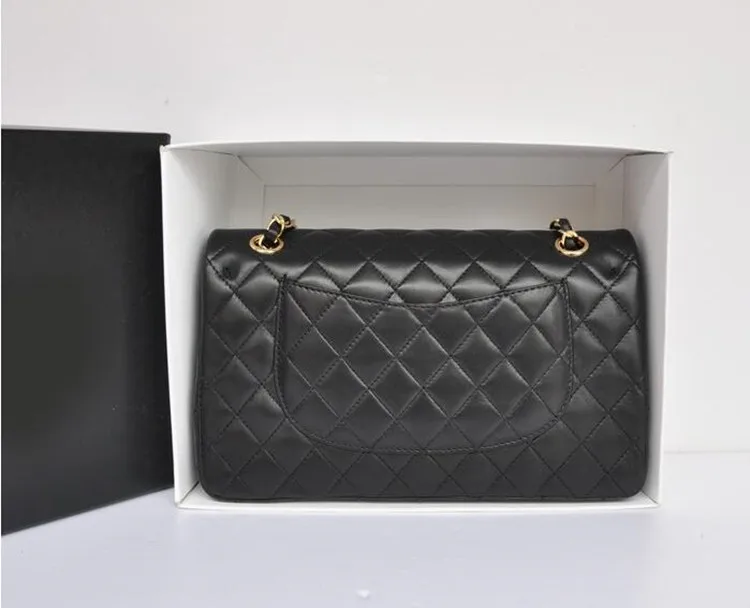 2016 New Style Genuine Super Soft Sheepskin Real Leather Ladies Gold Chain Luxury Brand Black Designer Handbags