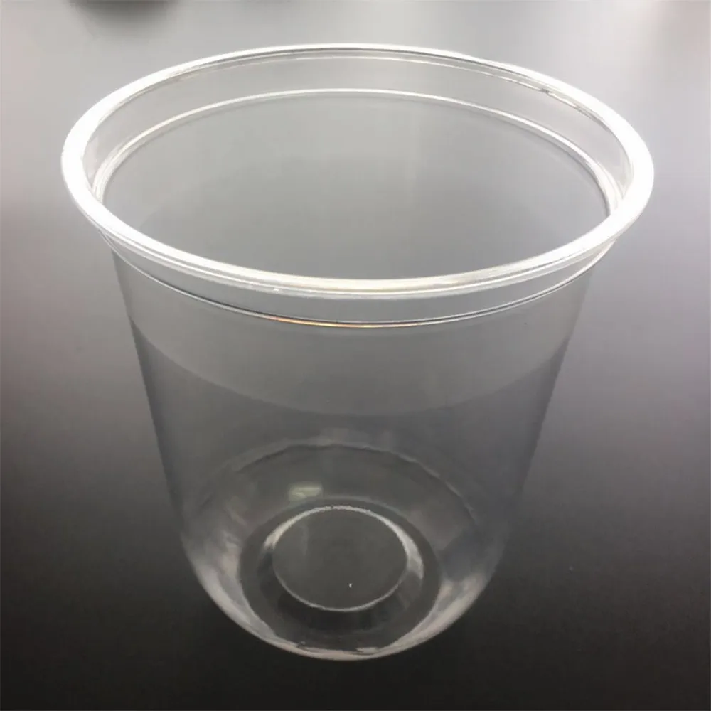 定制透明一次性塑料 pp u 形波巴泡沫奶茶杯带盖