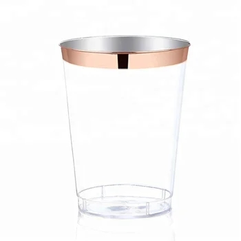 Disposable Party Cups With Gold Rim Fancy Wedding Tumblers Elegant