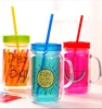 20oz glass drinking wide mouth mason jar with handle and lid
