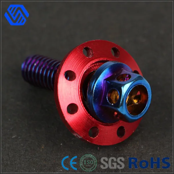 Wheel Hex Flange Allen titanium bolt with colored washer