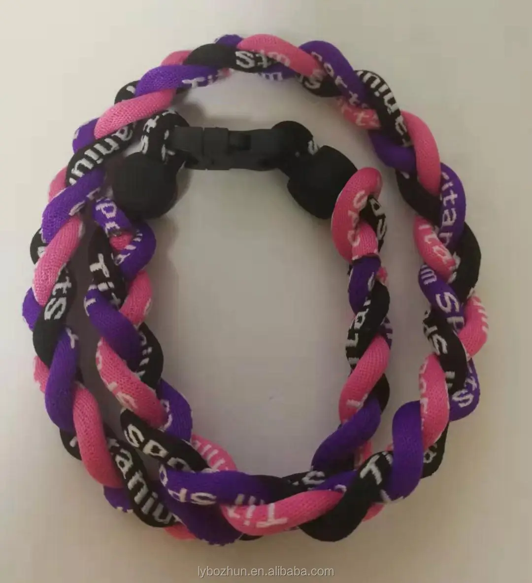 20" Custom Clasp Braided Sports Purple Black Tornado Necklace Twisted NEW 