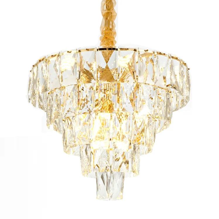 amazing small clear K9 crystal glass chandelier with gold chrome metal frame