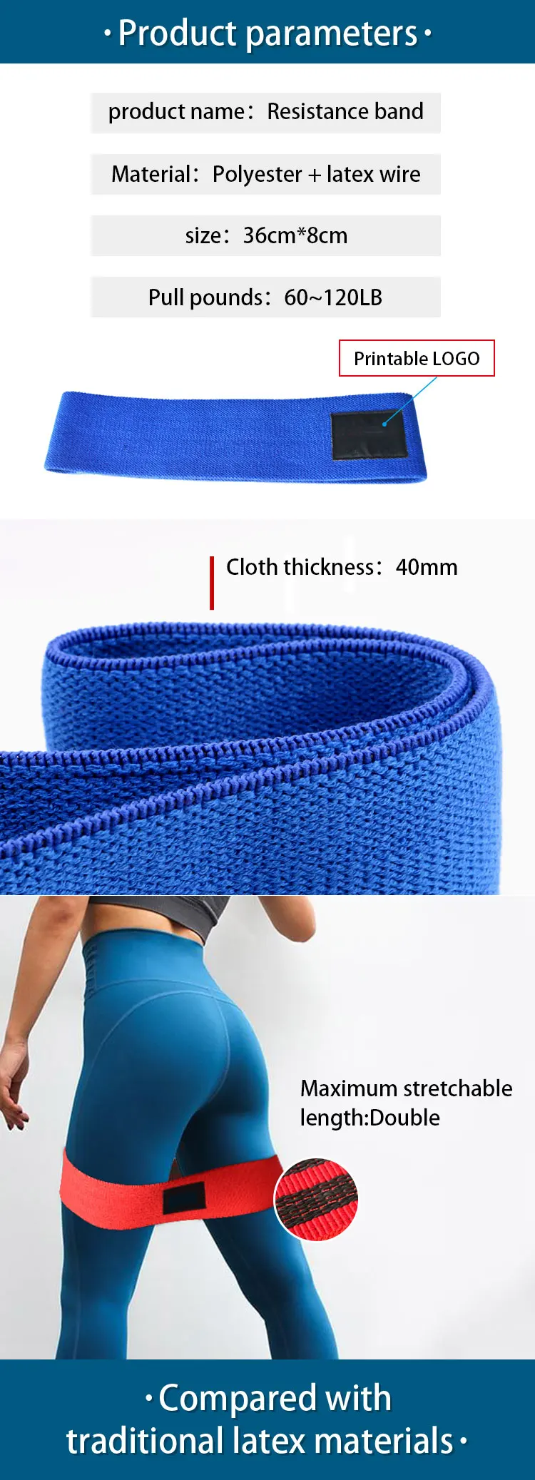 High quality fitness tension fabric mini bands with logo