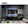 Modern I shaped bathroom vanity designs with light mirror