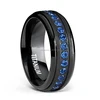 8mm Ridged Edges Black Titanium Engagement Rings CNC Setting Mens Sapphire Rings