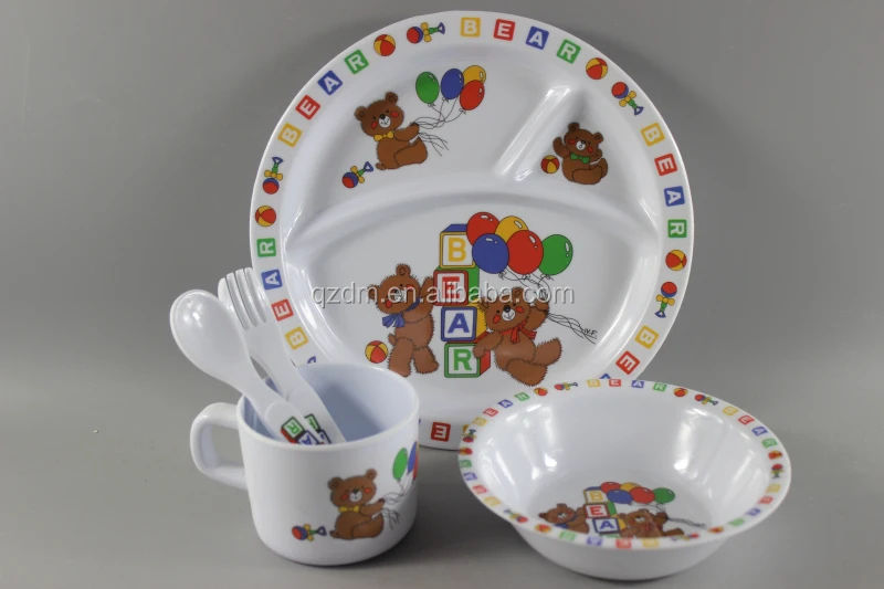 5pcs Melamine Kids dinner sets Bear Art Fodgrade