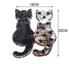 cartoon cat applique reversible sequin embroidery patch sew or iron on patch