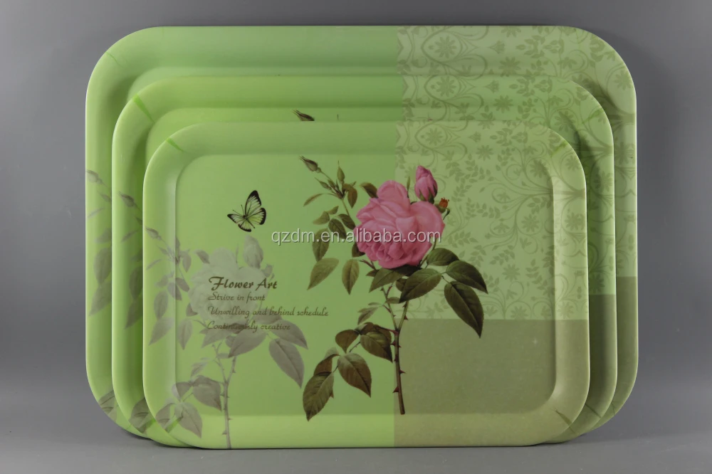 Dull Polish Surface Square Melamine Tray Sets Of 3 PC