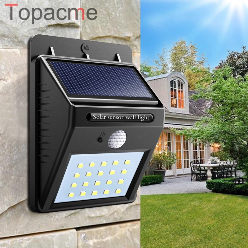 Solar Power Night Light 20 Led Outdoor Waterproof Motion Sensor Wall Lamp