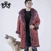 cheap price new design garment men women real sheepskin leather fur overcoat jacket with wool fur collar