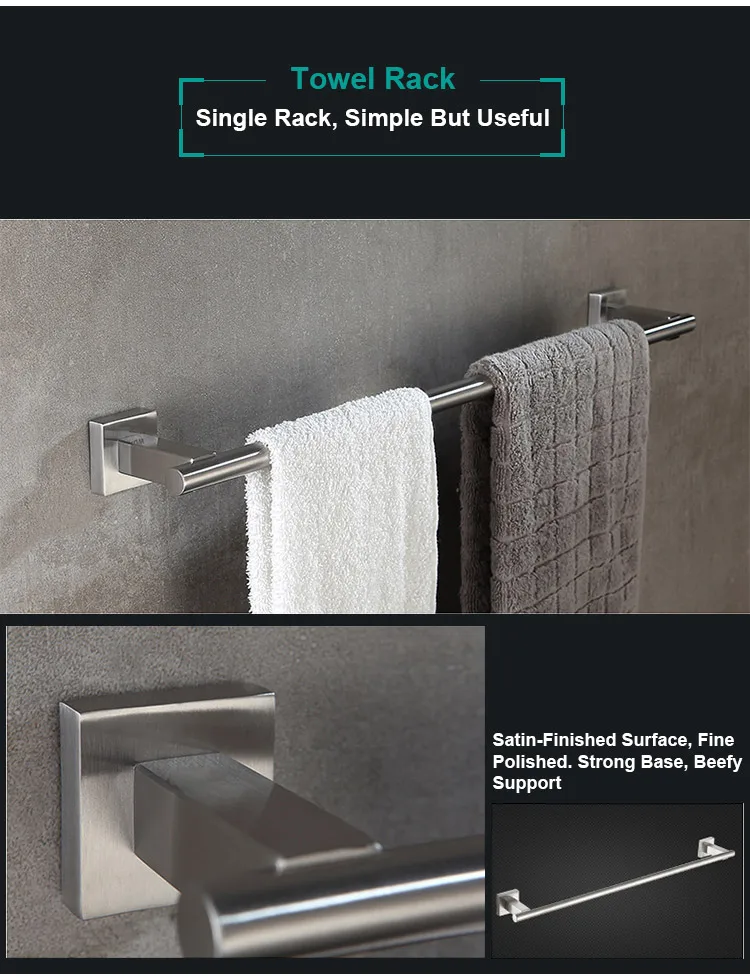 European modern style Hotel stainless steel bathroom hardware set sanitary accessories matte black towel holder clothes rack