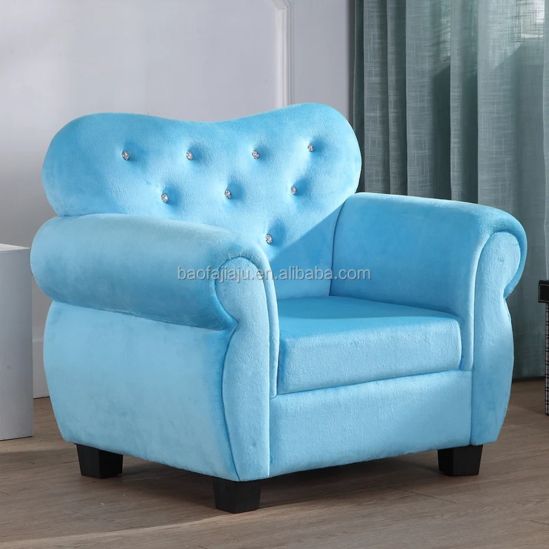 Sky blue color new design fleece children armchair kids sofa for children bedroom decoration furnture