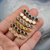 AM-YFZ22 4mm Tiny Round Coin Mystic Druzy Link Charm Titanium Double Bail Connector Pendant with Gold Electroplated