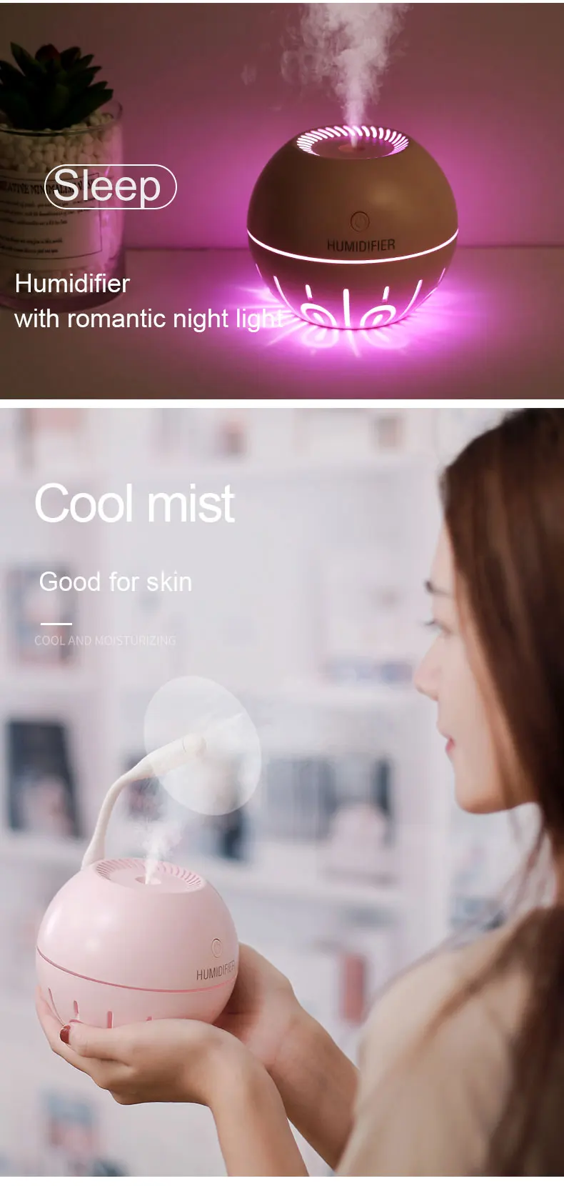 2019 amazon Speed ball humidifier with USB and Battery for sale