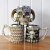 Viking drinking mug human skulls head Halloween coffee mug resin cup