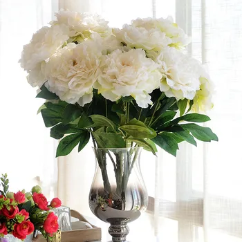 Silk Giant Peonies Fake Flower Peony 5 Heads For Silk Giant Peonies Fake Flower Peony 5 Heads For Decoration