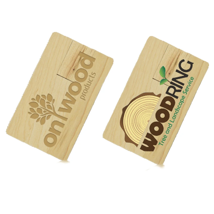 Credit Wood Card Usb Flash Drive 4GB 8GB 16GB 32GB Wooden Pendrive Usb Memory Stick With Custom Logo - ANKUX.COM