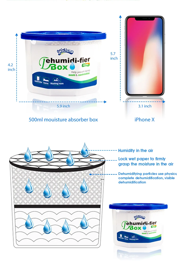 Wardrobe damp rid dehumidifier moisture absorber box