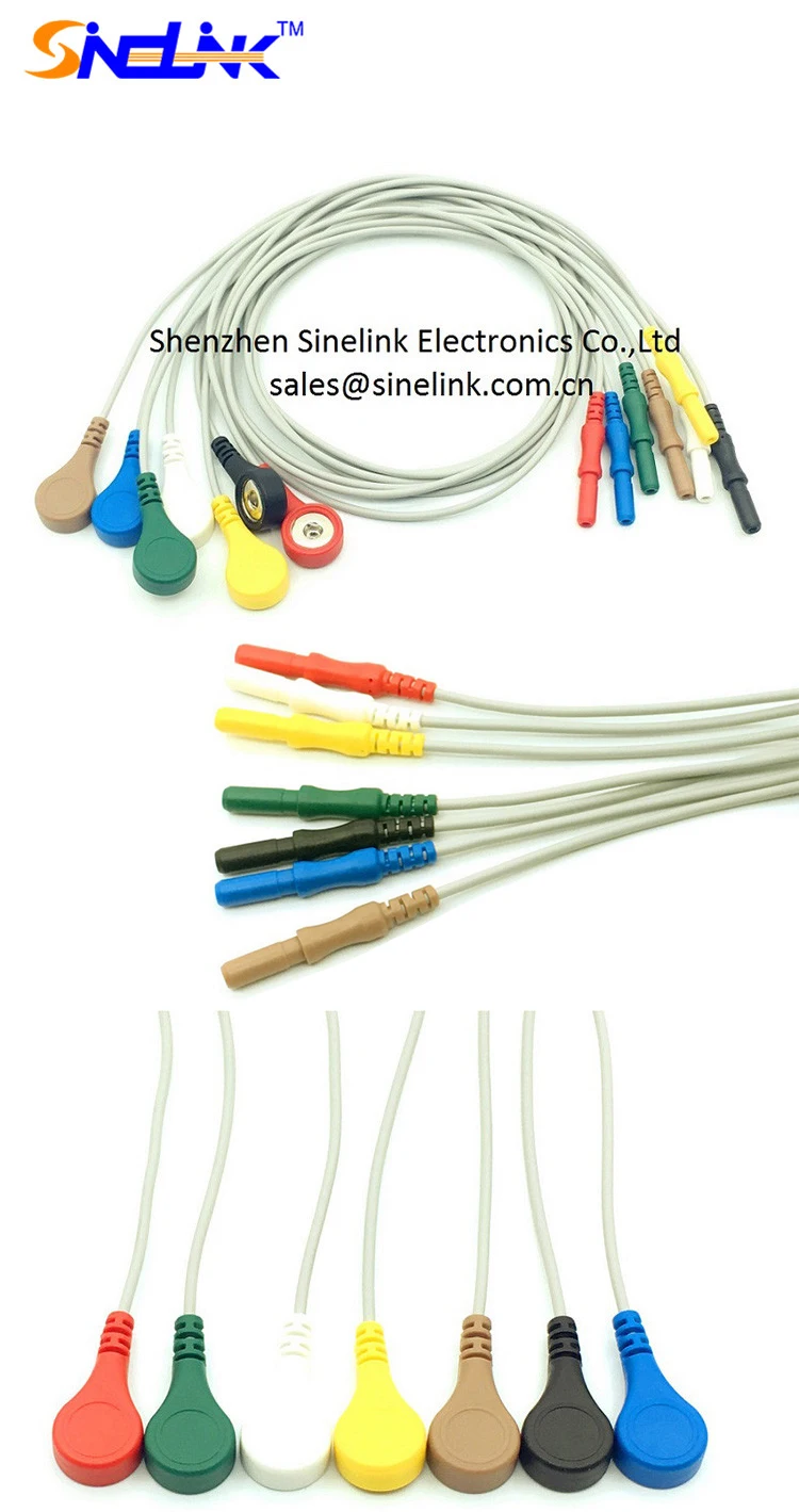 Tpu Insulated Cable Ecg 7 Lead Holter Snap Button Electrode Cable Eeg Ecg Buy Electrode Ecg
