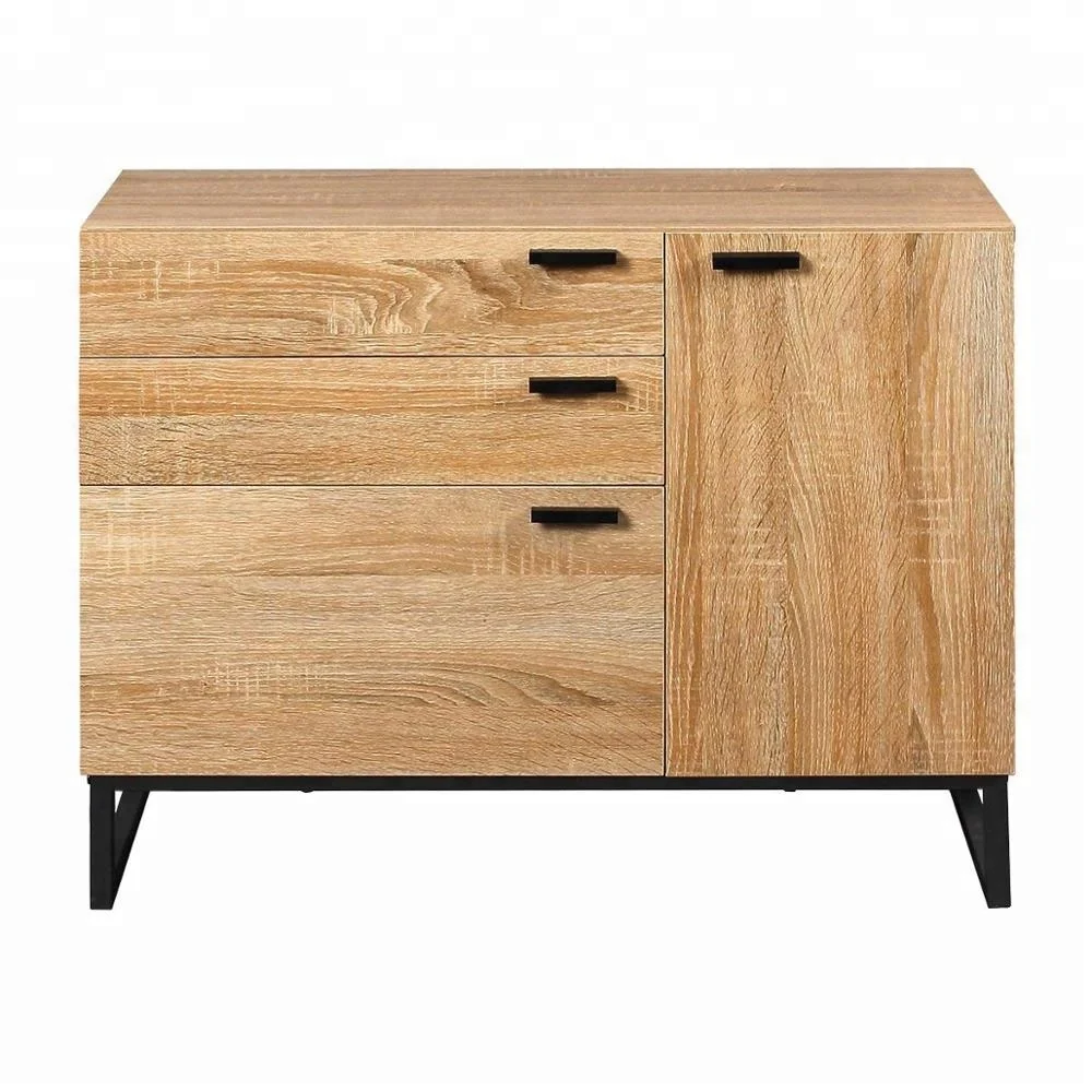 Modern Wooden Chests Three Drawers And Open Storage File Cabinet