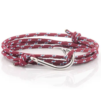 Custom Logo Stainless Steel Fish Hook Bracelet Paracord Custom Logo Stainless Steel Fish Hook Bracelet Paracord