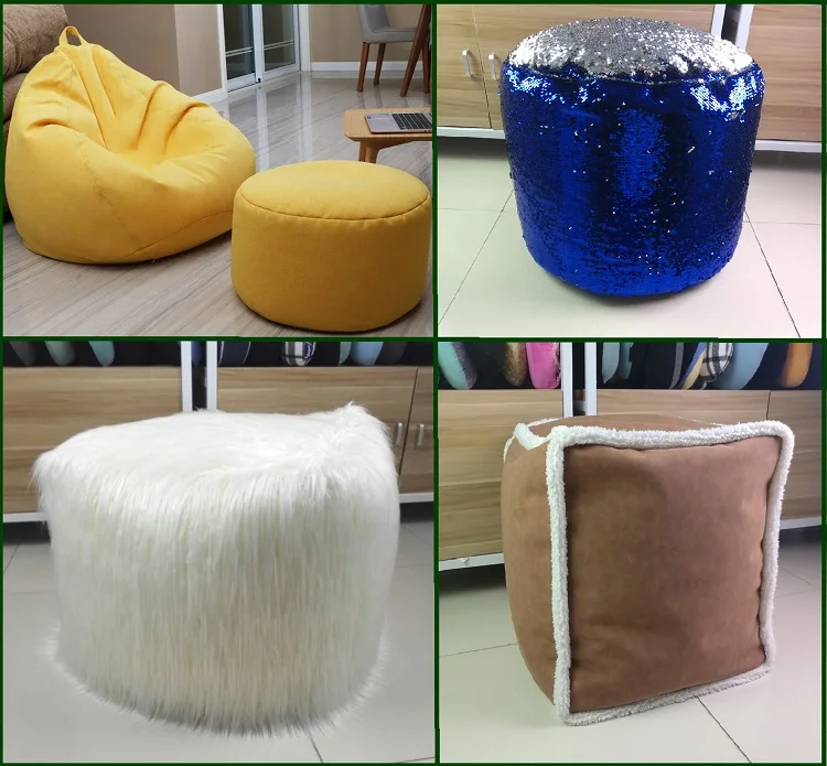 Decorative Knitted Acrylic Bean Bag Cover Foam Particle Filling Bean
