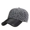 Custom Unstructured Leopard Pattern Baseball Cap Ladies Hat with Leather Visor