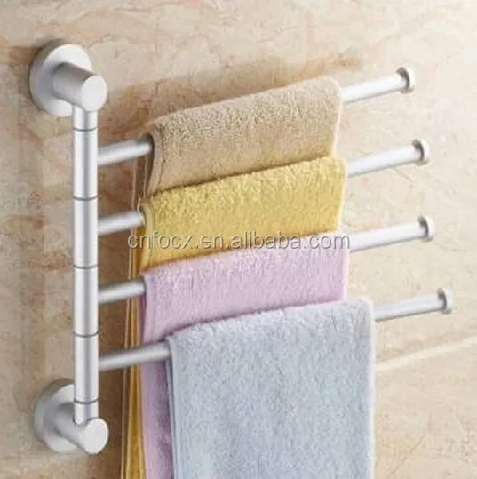 Aluminum Towel Rack With 4 Rotate Rails / Bathroom Towel Holder