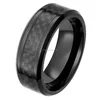 Wholesale 8mm Carbon Fiber Inlay Black Zirconium Ring for Men