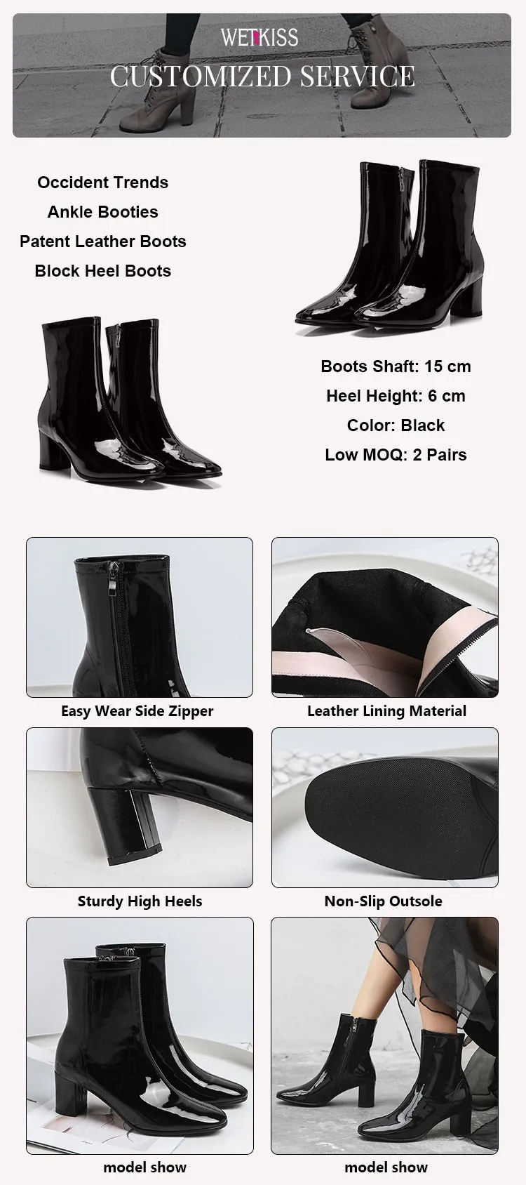 OEM Shoes Patent Leather Fetish Sexy Block Heels Booties Mature Lady Leather  Boot Fashion Black Winter Ladies Ankle Boots Women| Alibaba.com