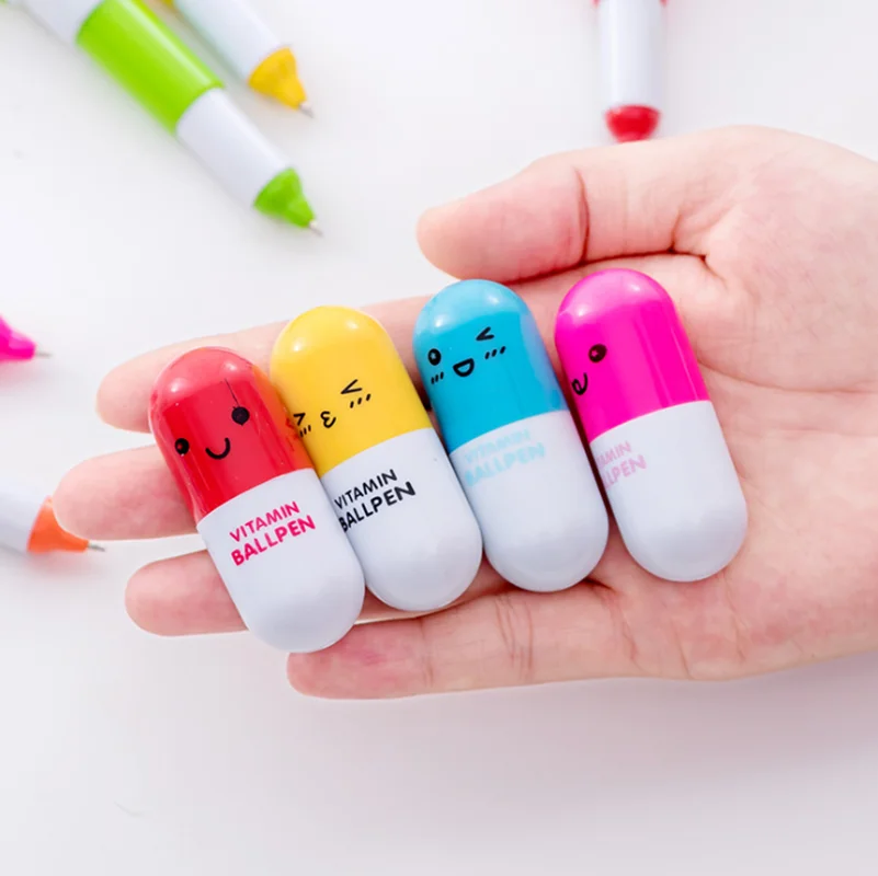 Cute Mini Pill Shape Promotional Print Logo Capsule Ballpoint Pen