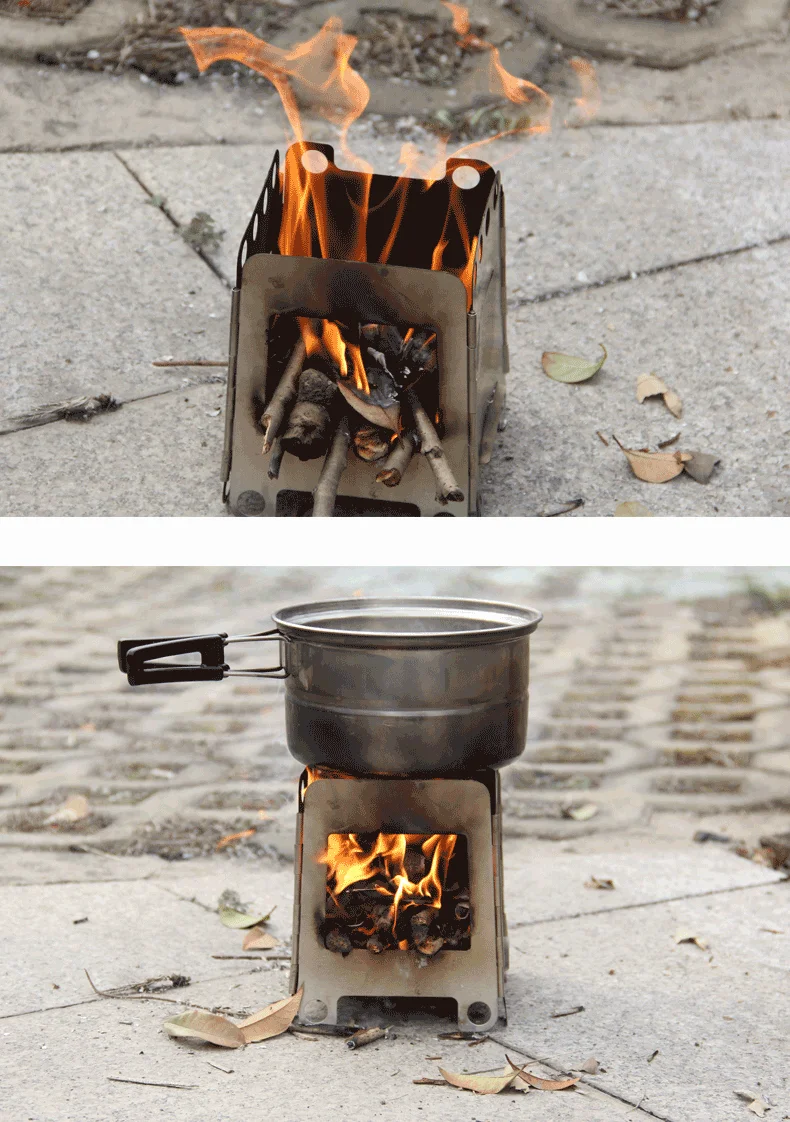 Outdoor Backpacking Portable Camping Wood Stove For Hiking Burning