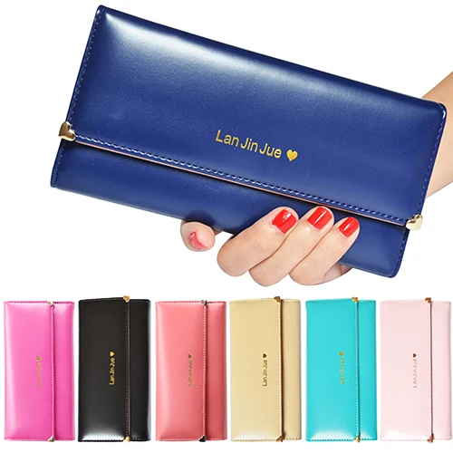 Women s Rivet Heart Faux Leather Clutch Long Purse Card Coin Wallet Handbag Bag 6B22