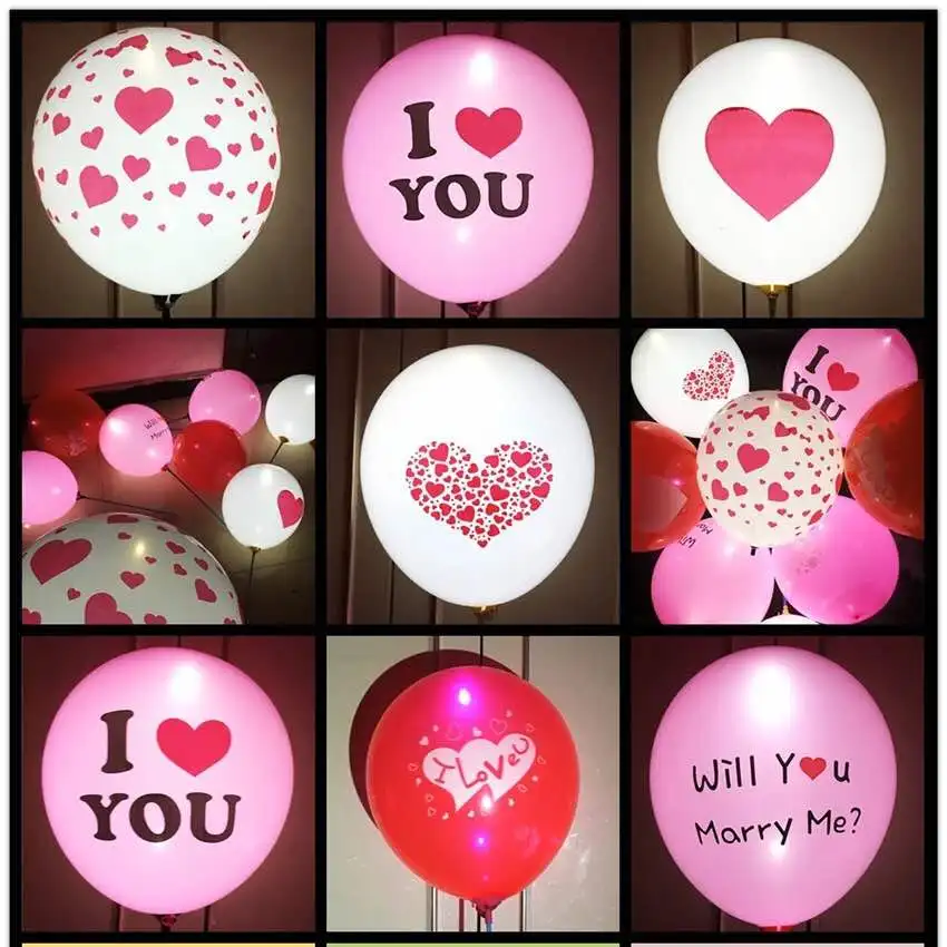 2017 Led Light Balloon Valentine Day Latex Balloons Party Balon