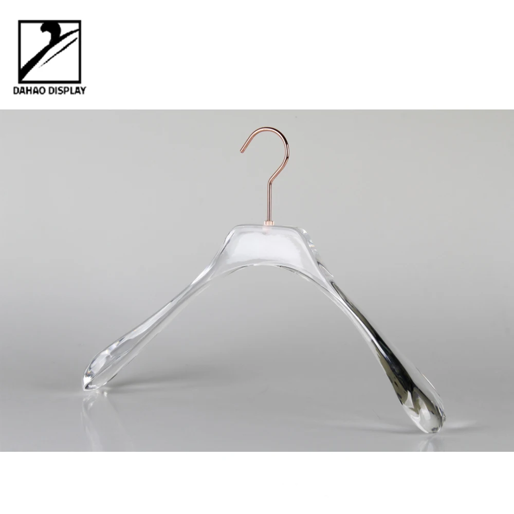 Luxury acrylic clothes hanger with rose gold hook for display
