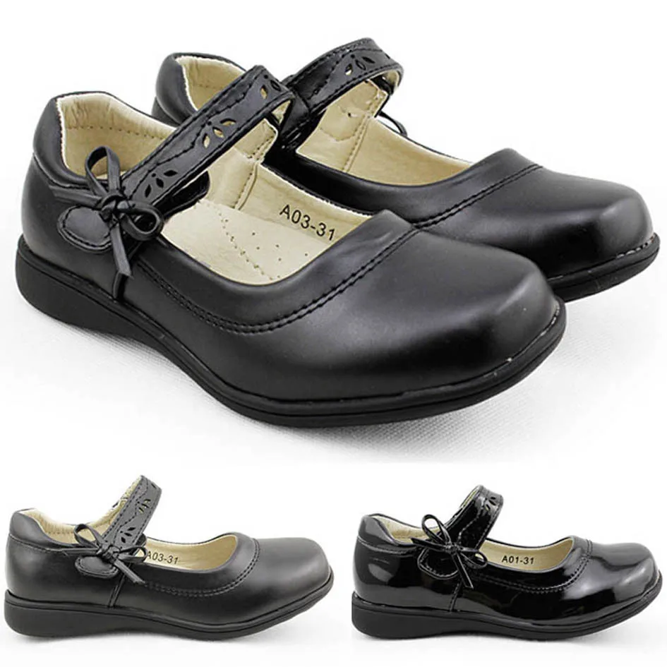 School Uniform Student Shoes Black Kids 