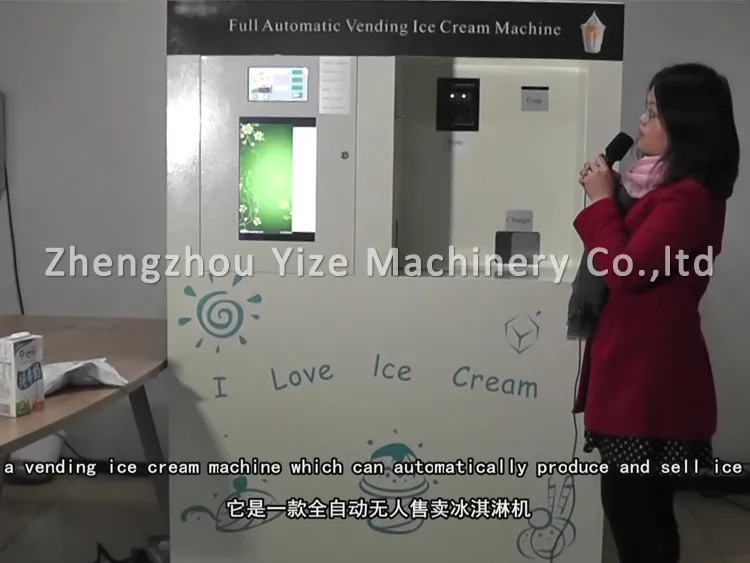 Automatic Coin Operated 3 Flavors Soft Ice Cream Vending Machine Remote