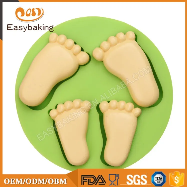 ES-1307 Baby Feet 4 cavity Silicone Mold for Fondant, Gum Paste & Chocolate NEW