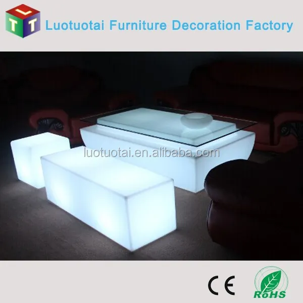 
China manufacturer for large led light coffee table with battery 