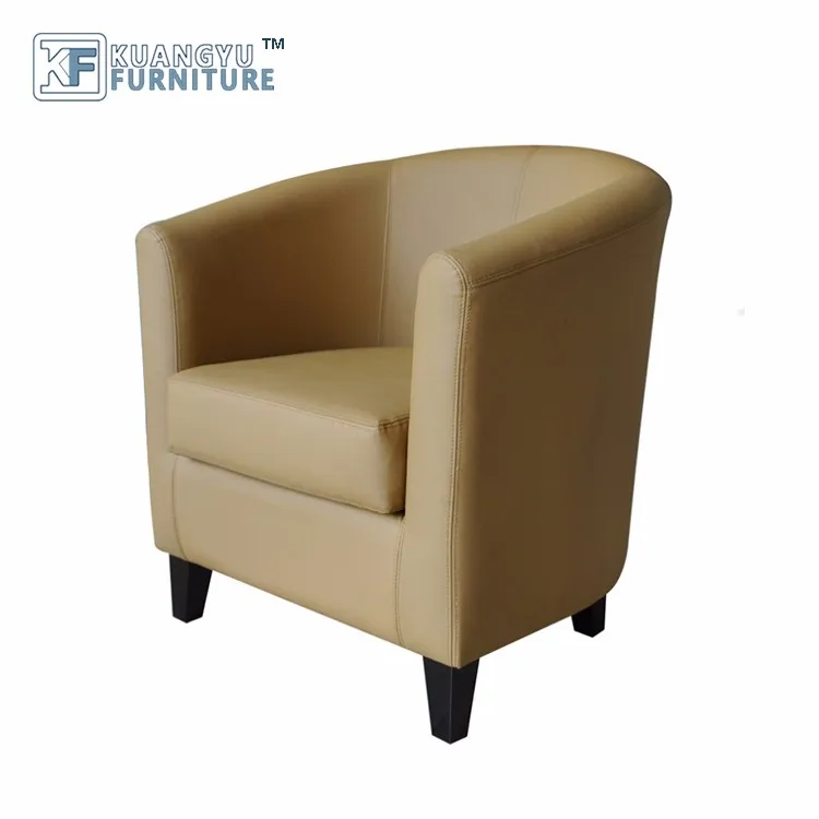 Red Pu Tub Living Room Chair,Round Tub Club Hotel Chair With Wheels