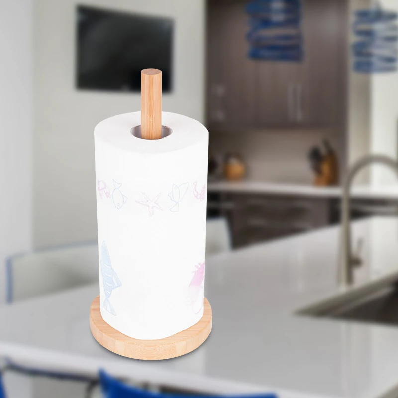 Bambkin Bamboo Paper Towel Holder,Kitchen Paper Hanger Rack Bathroom