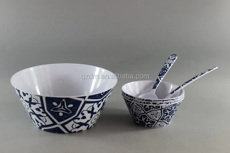 A1 Or A5 Melamine 7 Piece Plastic Reusable Salad Dinner Set