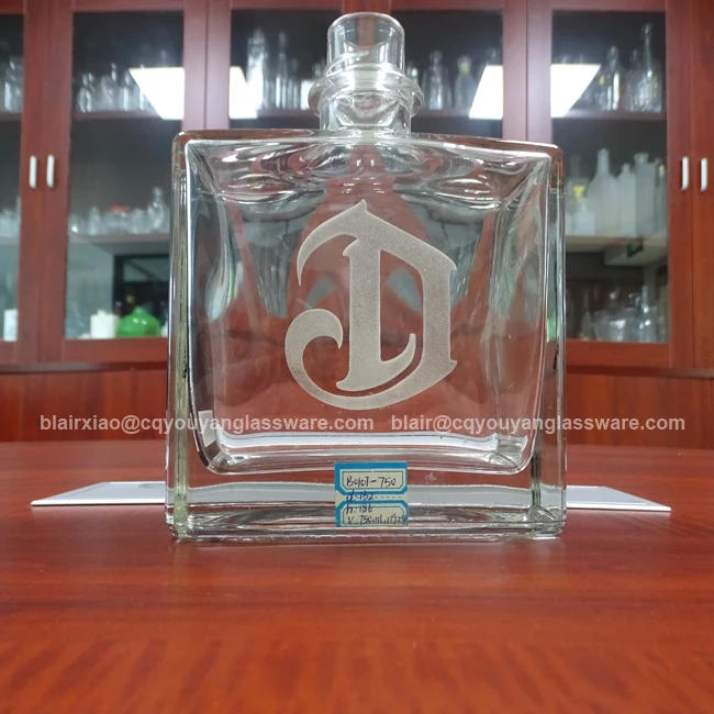 Square Glass Bottle Sandblasting 750ml Glass Liquor Bottles Buy 750ml