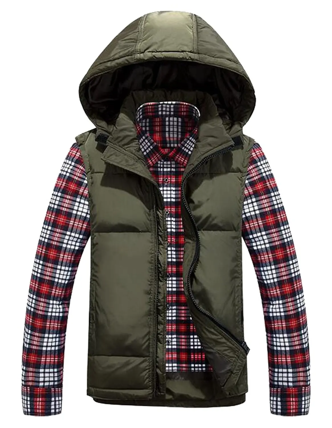 Fensajomon Mens Thicker Winter Full-Zip Packable Hoodie Down Quilted Coat Jacket Outerwear